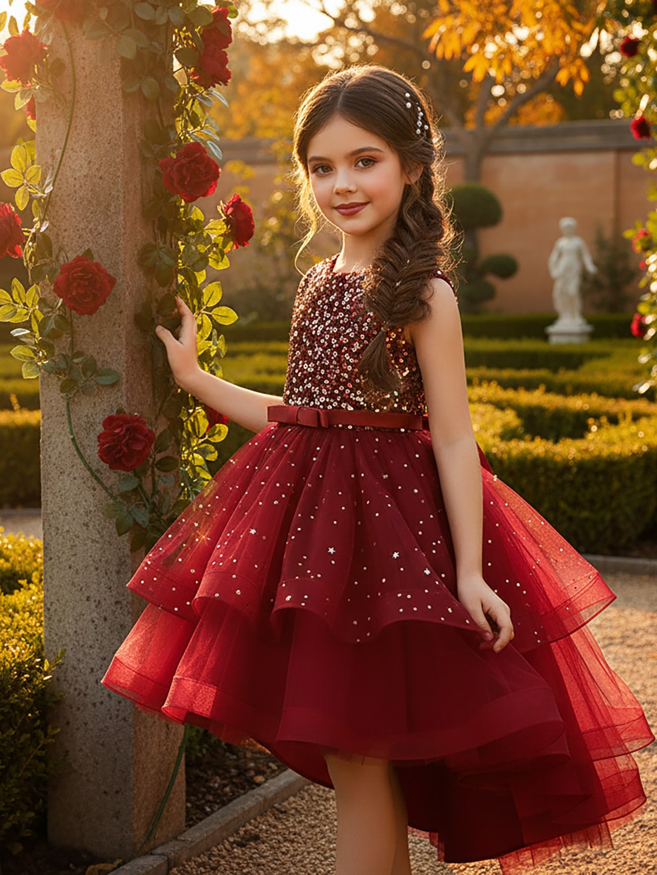Baby Z Clothing - Baby Girl Princess Floral Sequins Dress