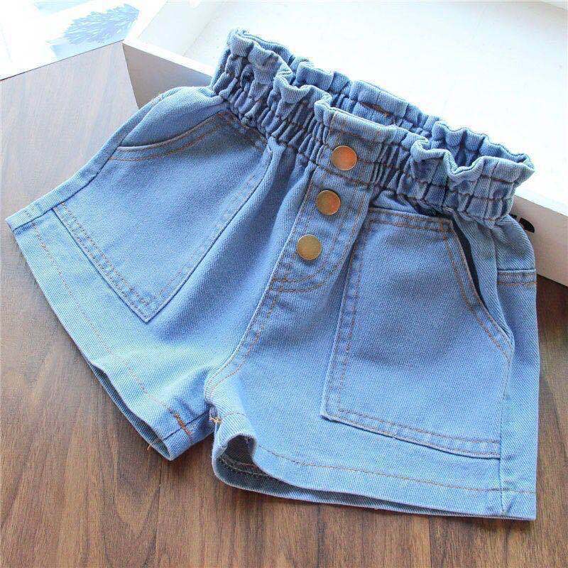 Baby Clothing Korea - Summer Girls Denim Shorts Fashion Elastic