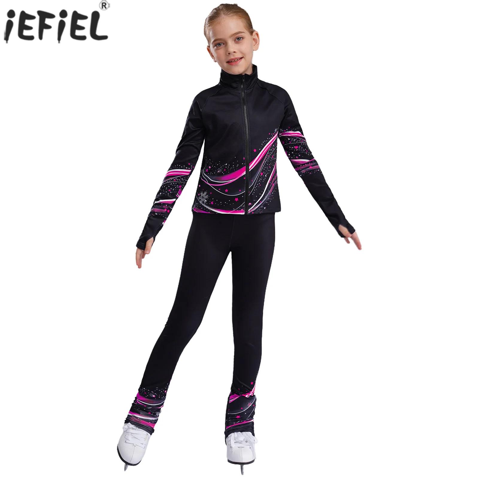 Toddler Legging Set - Kids Girls Fleece Figure Skating Sweatshirt
