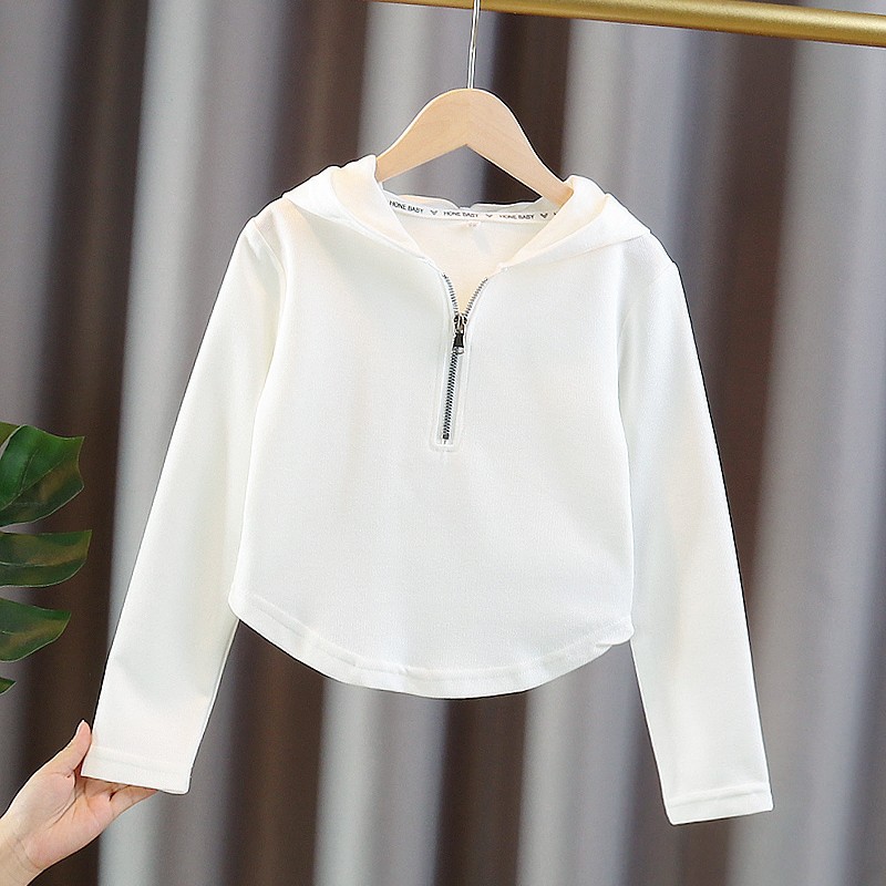 Girls Cotton Plain Hooded Half - Baby Clothing Zipper recension och pris