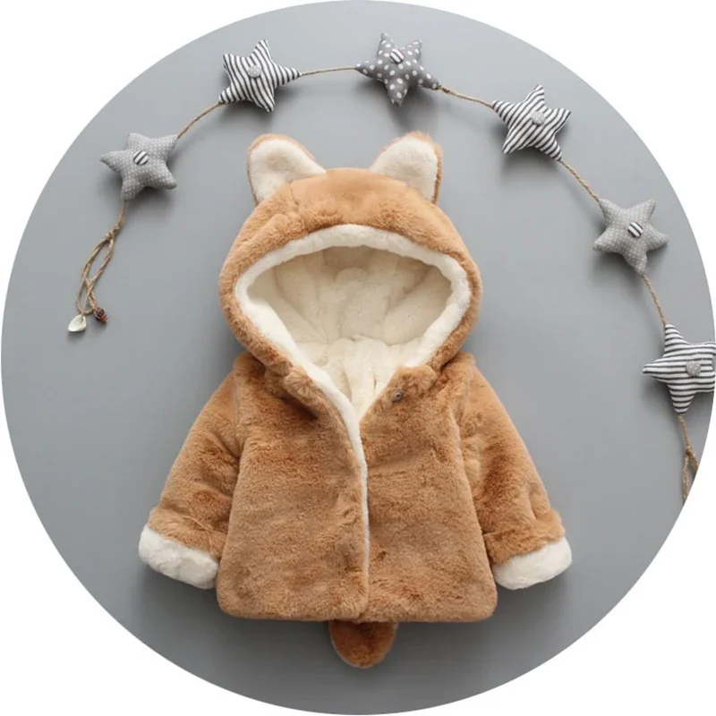 Cute Cat Ears Plush Baby Jacke - Baby Clothing Winter recension och pris